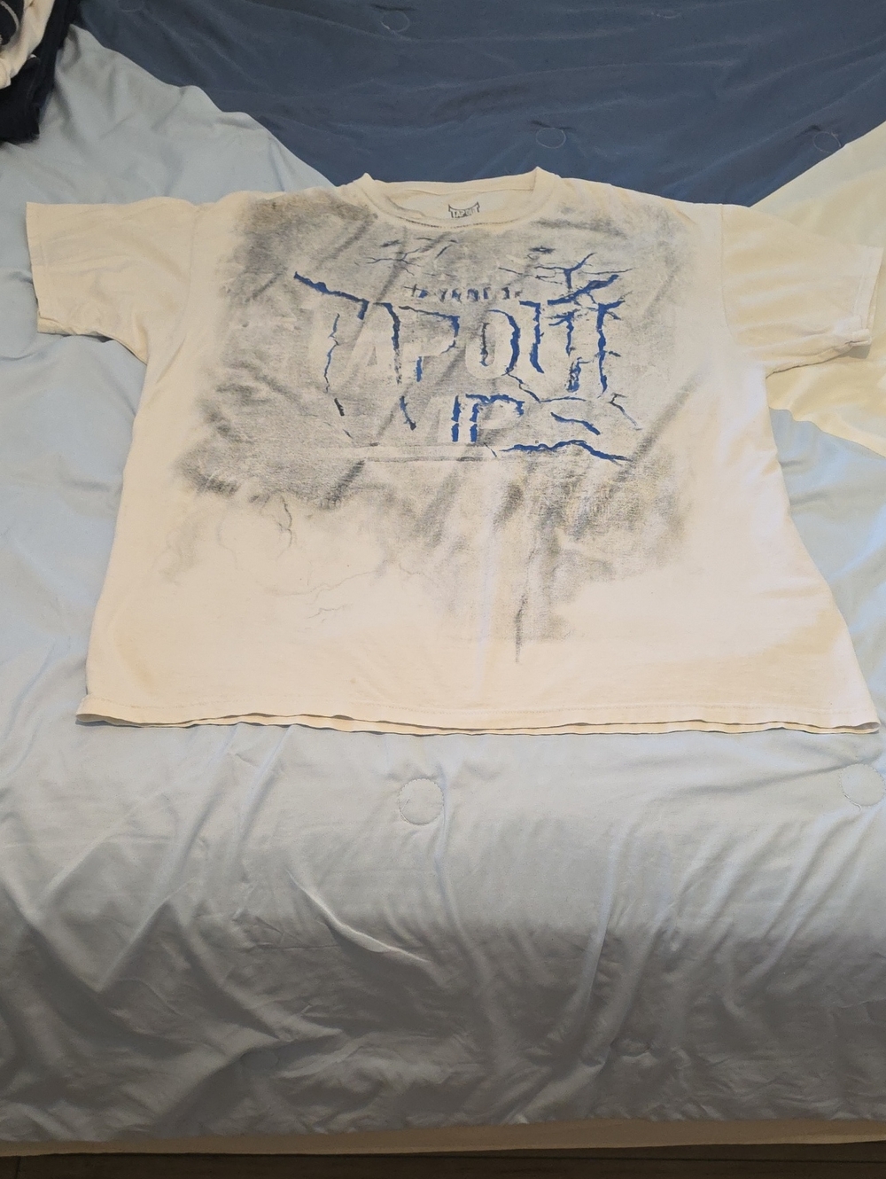 Tapout White Tee with Blue Cracked Logo